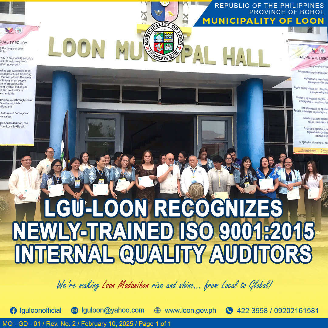 LGU-Loon Recognizes Newly-Trained ISO Internal Quality Auditors